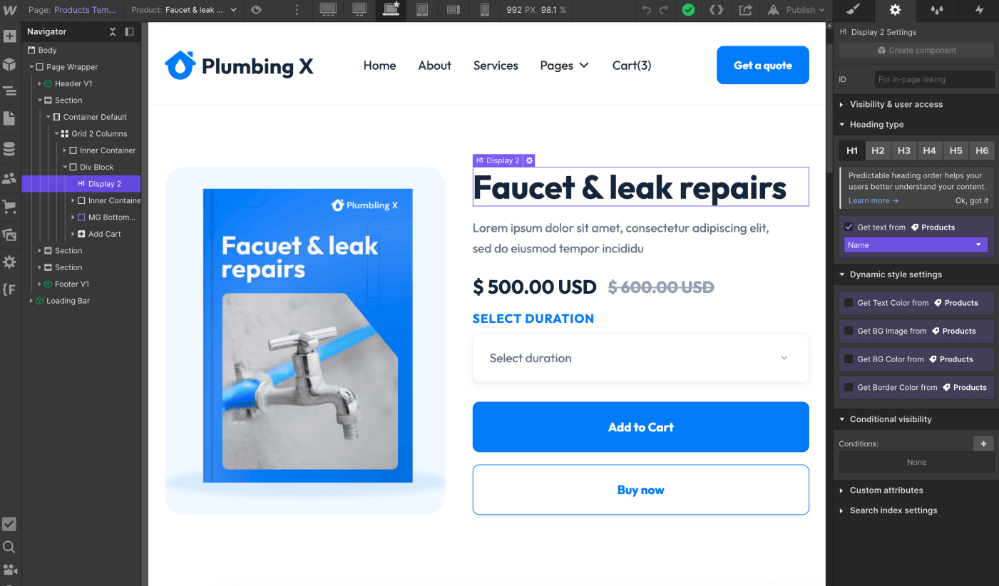 eCommerce Page - Plumbing X Webflow Template